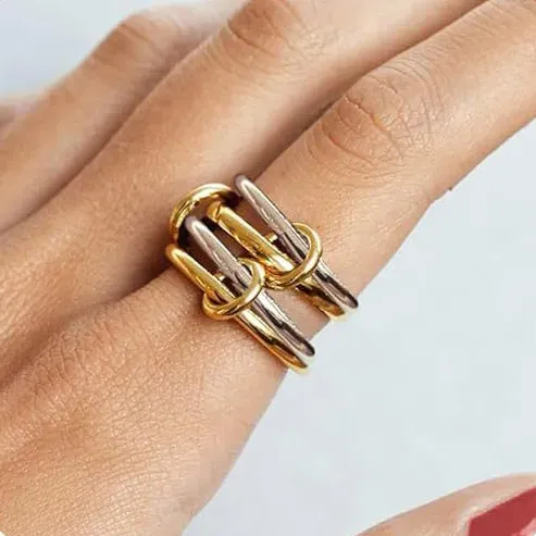 Wholesale Women Fashion Creative Zircon Interlocking Four Ring