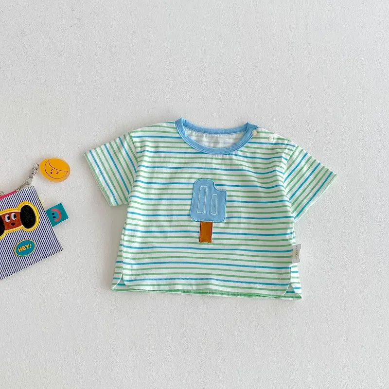 Wholesale Kids Boys Girls Stripe Cartoon T-Shirt - Image 6