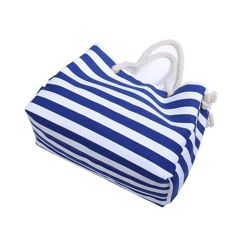 Simple Classic Burly Thick Rope Shoulder Handle Plus Large Capacity Bags With Stripes Pattern - Image 6