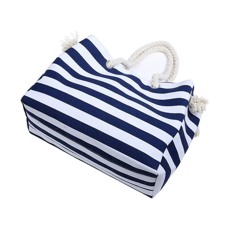 Simple Classic Burly Thick Rope Shoulder Handle Plus Large Capacity Bags With Stripes Pattern - Image 14