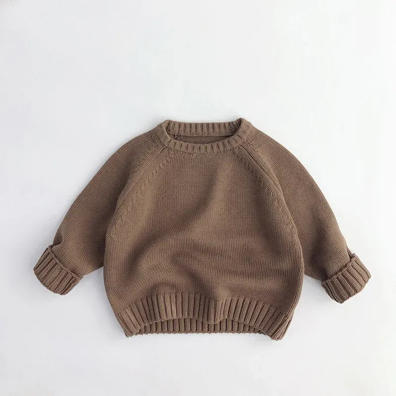 Wholesale Kids Boys And Girls Autumn And Winter Solid Color Round-Neck Long-Sleeve Sweater - Image 10