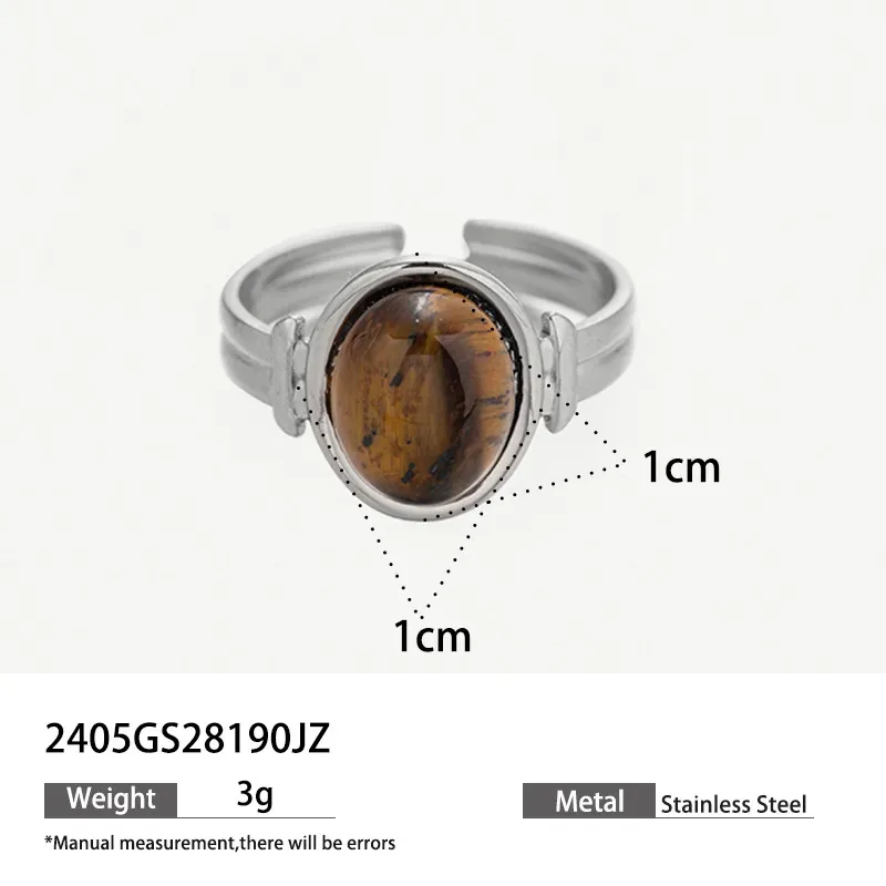 Wholesale Women Fashion Natural Stone Titanium Steel Ring - Image 8