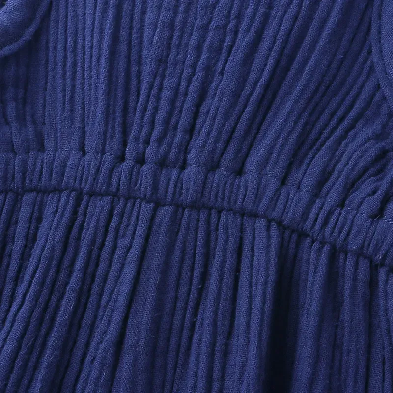 Wholesale Baby Girls Crease Solid Color Lace-up Romper - Image 34