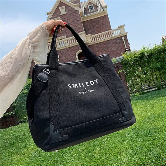 Women Casual Letter Printed Large Capacity Canvas Tote Bag