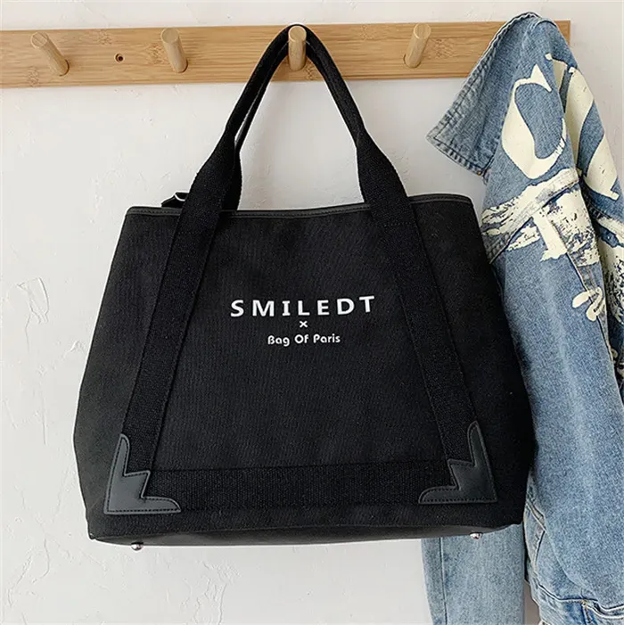 Women Casual Letter Printed Large Capacity Canvas Tote Bag - Image 3