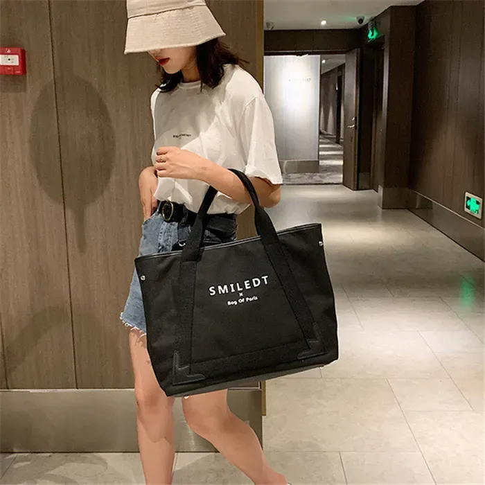 Women Casual Letter Printed Large Capacity Canvas Tote Bag - Image 5