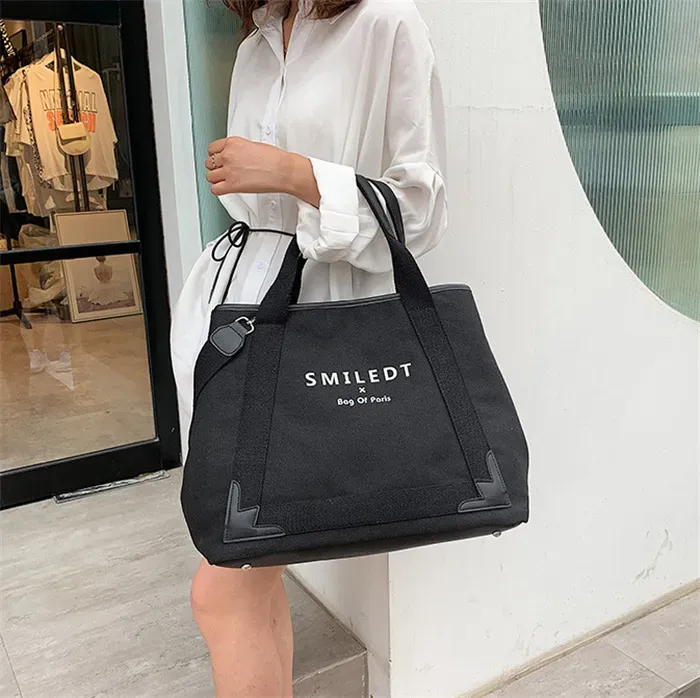 Women Casual Letter Printed Large Capacity Canvas Tote Bag - Image 7