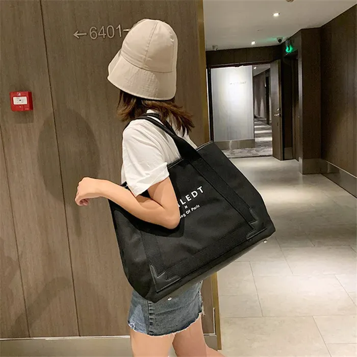 Women Casual Letter Printed Large Capacity Canvas Tote Bag - Image 9
