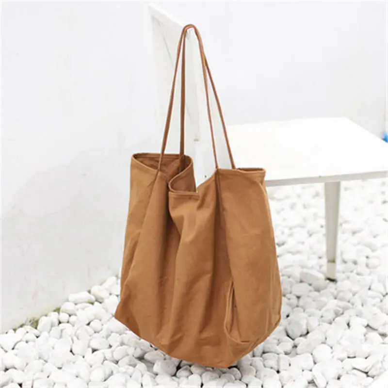 Women Fashion Solid Color Large Capacity Canvas Tote Bag - Image 2