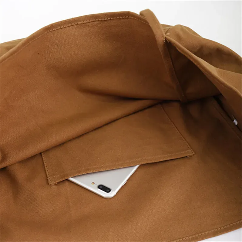 Women Fashion Solid Color Large Capacity Canvas Tote Bag - Image 3