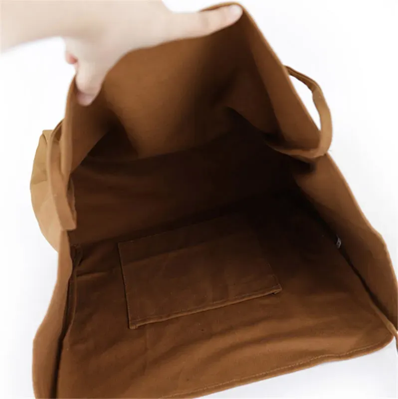 Women Fashion Solid Color Large Capacity Canvas Tote Bag - Image 4