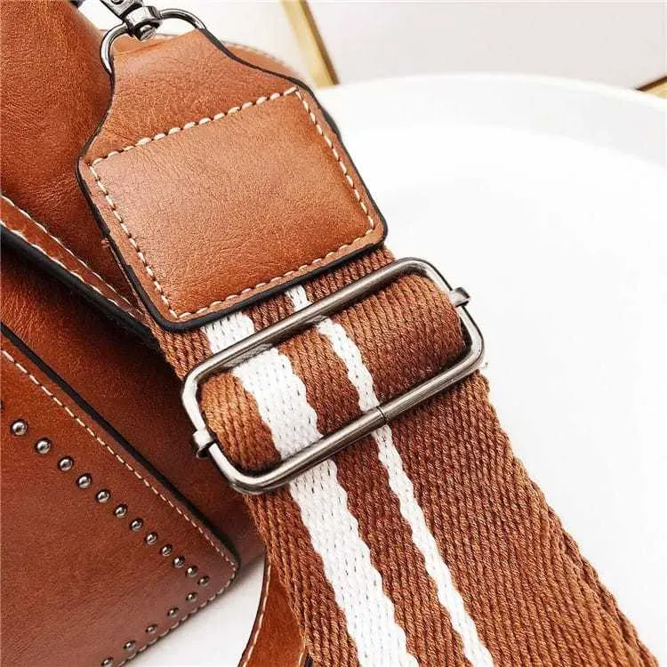 Women Retro Solid Color Belted Shoulder Bag - Image 8