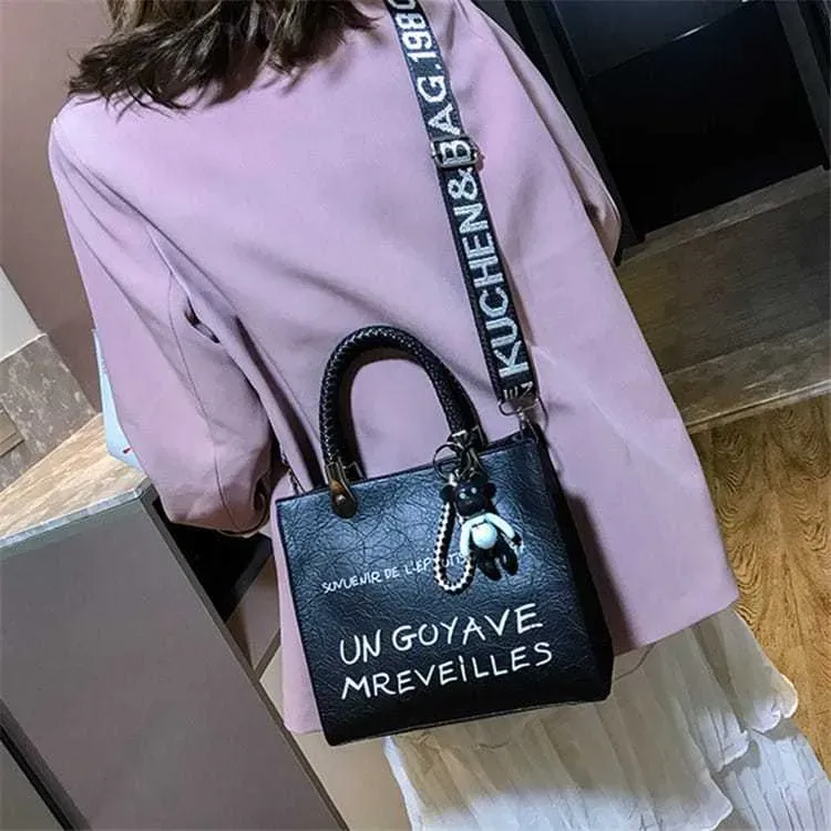 Women Fashion Color Blocking Letter Printed Large Capacity Tote Bag - Image 10