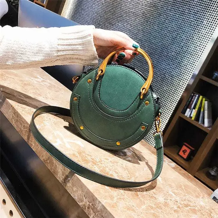 Women Vintagd Patchwork Round Crossbody Bag - Image 7