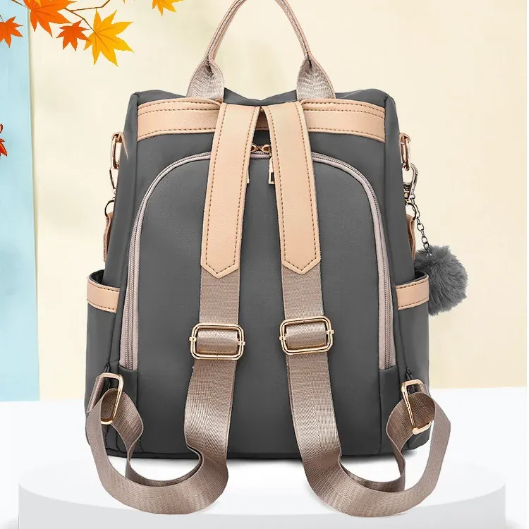 Women Fashion Color Blocking Patchwork Large Capacity Backpack - Image 8