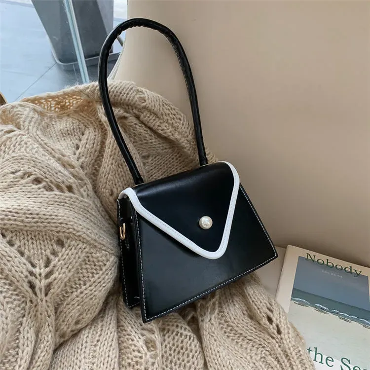 Women Retro Color Blocking Flap Shoulder Bag - Image 5