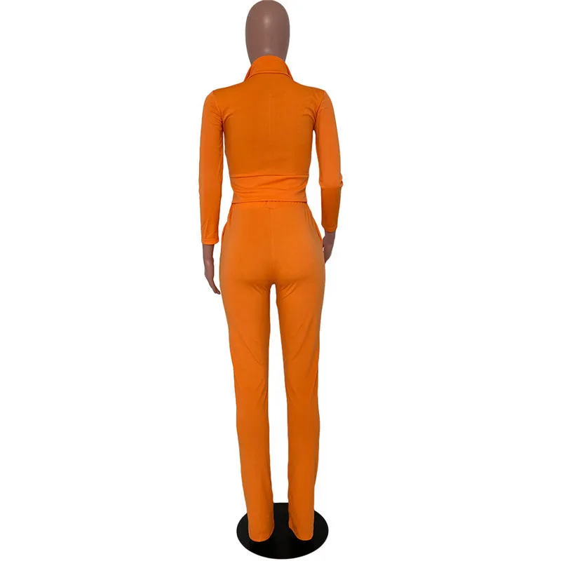 S-2XL Women Casual Solid Color Long Sleeve Top And Pant Sports Two Piece Set - Image 6