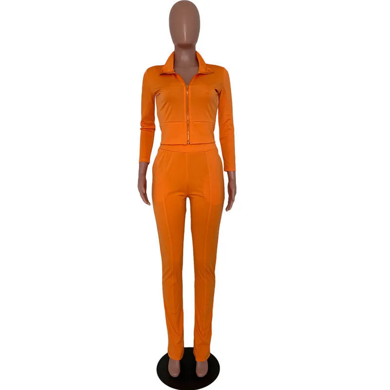 S-2XL Women Casual Solid Color Long Sleeve Top And Pant Sports Two Piece Set - Image 9