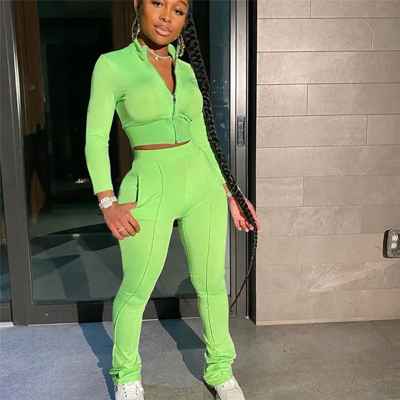 S-2XL Women Casual Solid Color Long Sleeve Top And Pant Sports Two Piece Set - Image 10