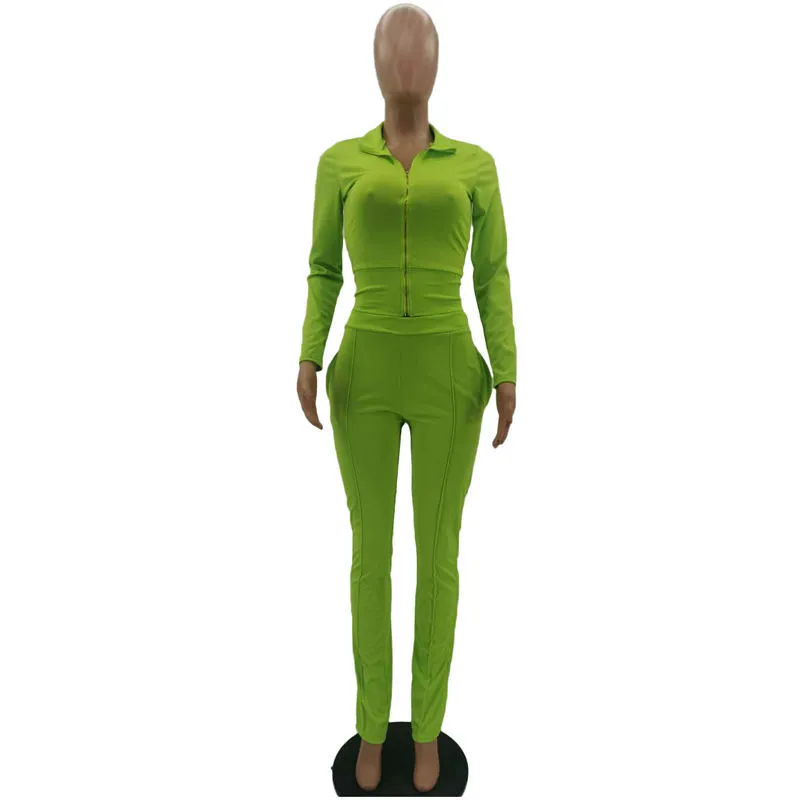 S-2XL Women Casual Solid Color Long Sleeve Top And Pant Sports Two Piece Set - Image 11