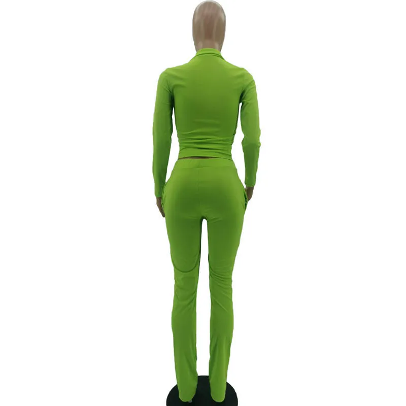 S-2XL Women Casual Solid Color Long Sleeve Top And Pant Sports Two Piece Set - Image 13