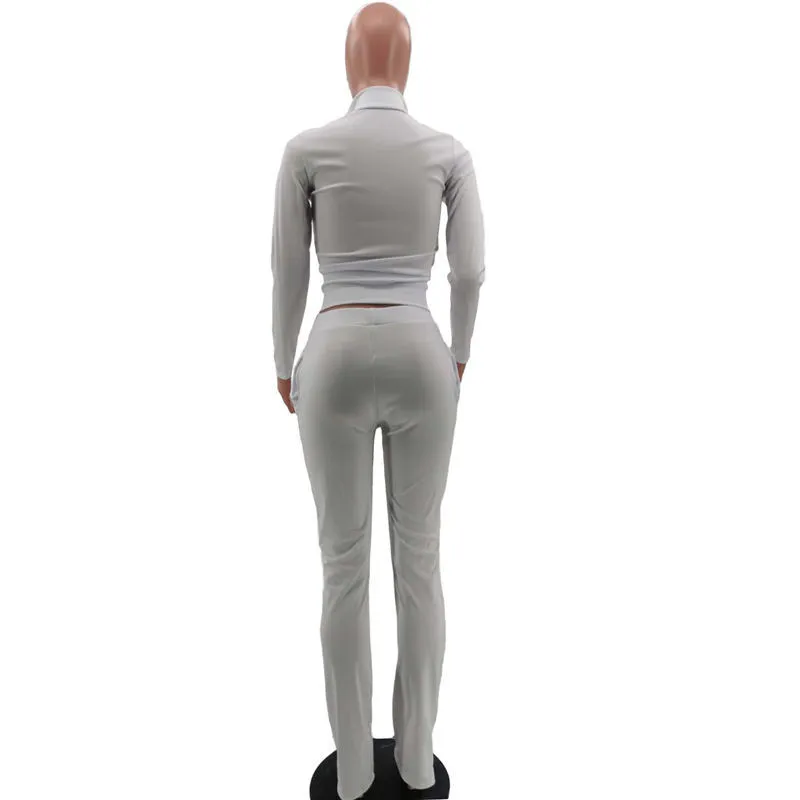 S-2XL Women Casual Solid Color Long Sleeve Top And Pant Sports Two Piece Set - Image 15