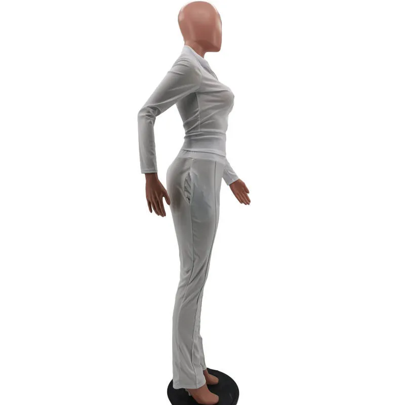 S-2XL Women Casual Solid Color Long Sleeve Top And Pant Sports Two Piece Set - Image 17