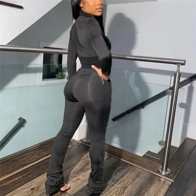 S-2XL Women Casual Solid Color Long Sleeve Top And Pant Sports Two Piece Set - Image 21