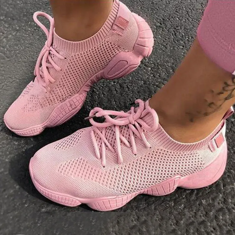 Women Fashion Casual Solid Color Breathable Mesh Sneakers - Image 6