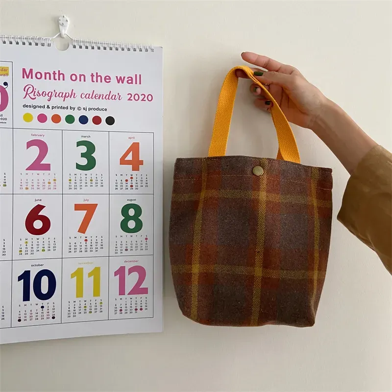 Women Casual Design Plaid Pattern Solid Color Canvas Handle Bag - Image 21