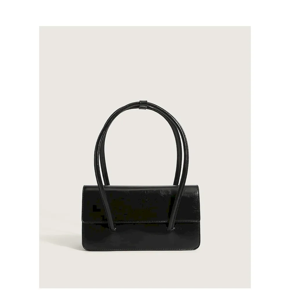 Oil Wax Leather Women Chic Design Solid Color Baguette Shoulder Handle Bag - Image 9