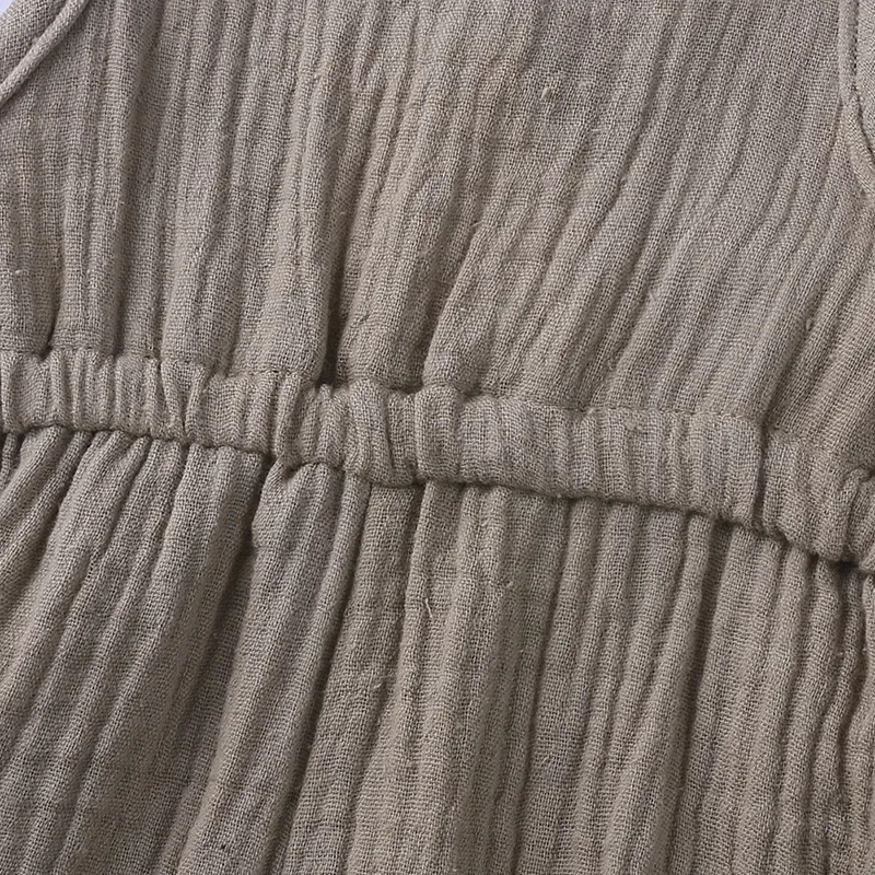 Wholesale Baby Girls Crease Solid Color Lace-up Romper - Image 22