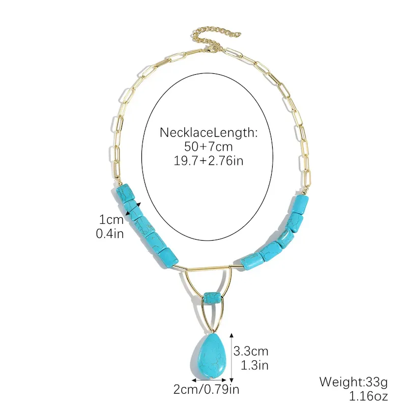 Wholesale Women Boho Fashion Natural Stone Turquoise Necklace - Image 8