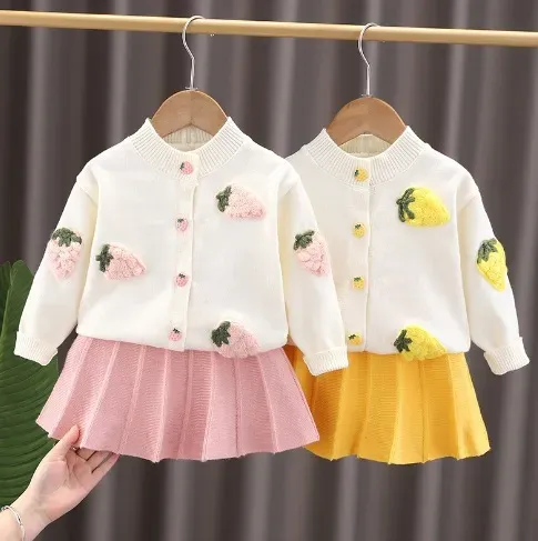 Wholesale Girl'S Winter Fruit Embroidered Sweater And Skirt Knit Two-Piece Set - Image 11
