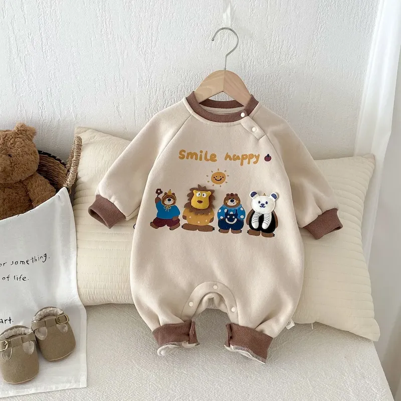 Wholesale Kids Baby Fashion Cartoon Winter Thick Long-Sleeve Jumpsuit - Image 4