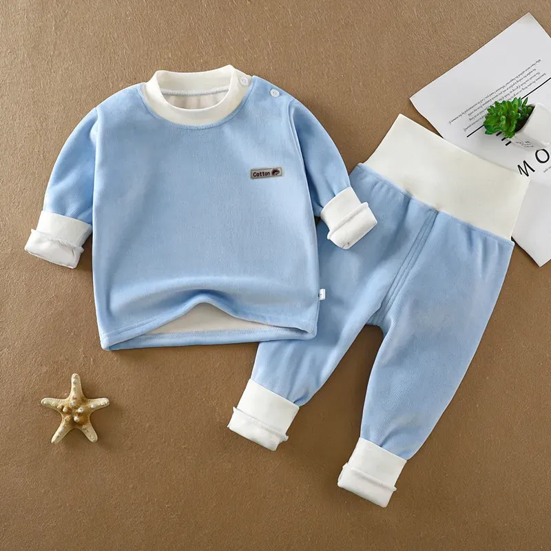 Wholesale Kids Baby Fashion Autumn And Winter Fleece-Lined Long-Sleeve Sweatshirt High Waist Pants Two-Piece Set - Image 11
