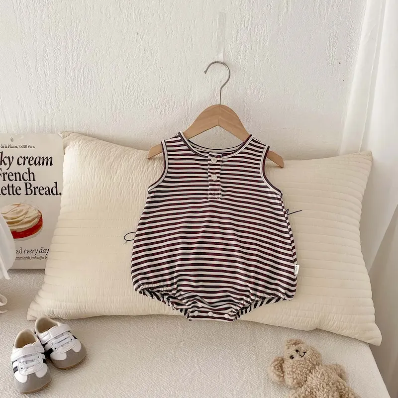Wholesale Kids Baby Boys Girls Casual Cute Stripe Romper - Image 7