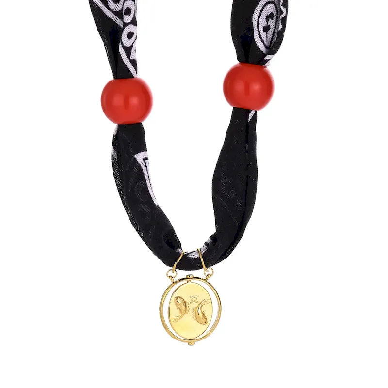 Wholesale Personalized Twelve Constellations Zodiac Satin Scarf Steel Pendant Necklace - Image 17