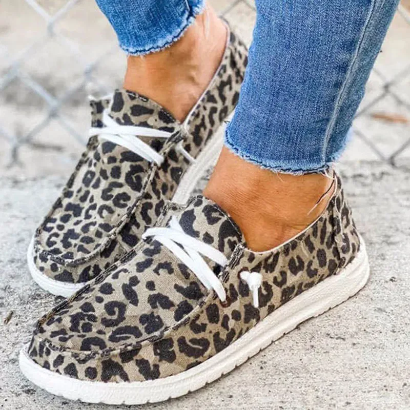 Size:4.5-11 Women Leopard Casual Flat Loafers Shoes