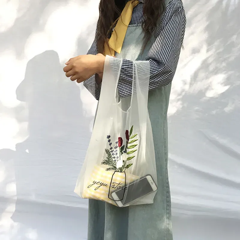 Transparent Organza Embroidery Hand Bag - Image 5