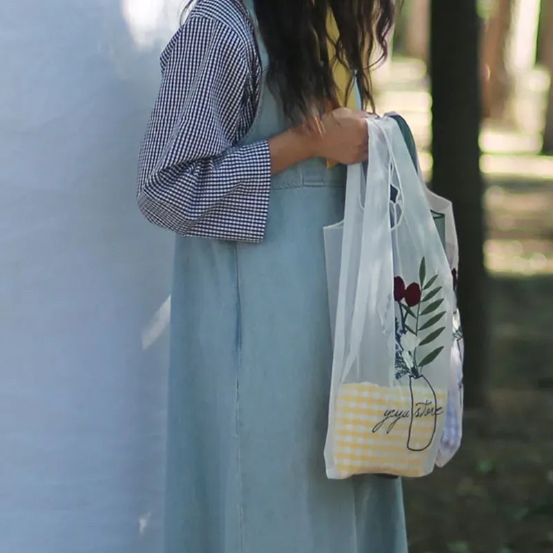 Transparent Organza Embroidery Hand Bag - Image 6