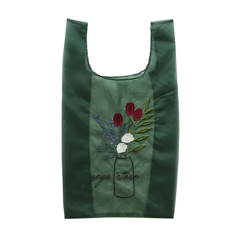 Transparent Organza Embroidery Hand Bag - Image 10