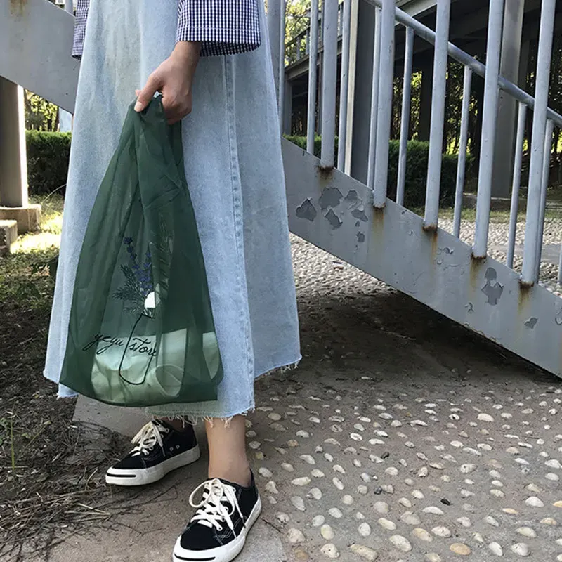 Transparent Organza Embroidery Hand Bag - Image 12