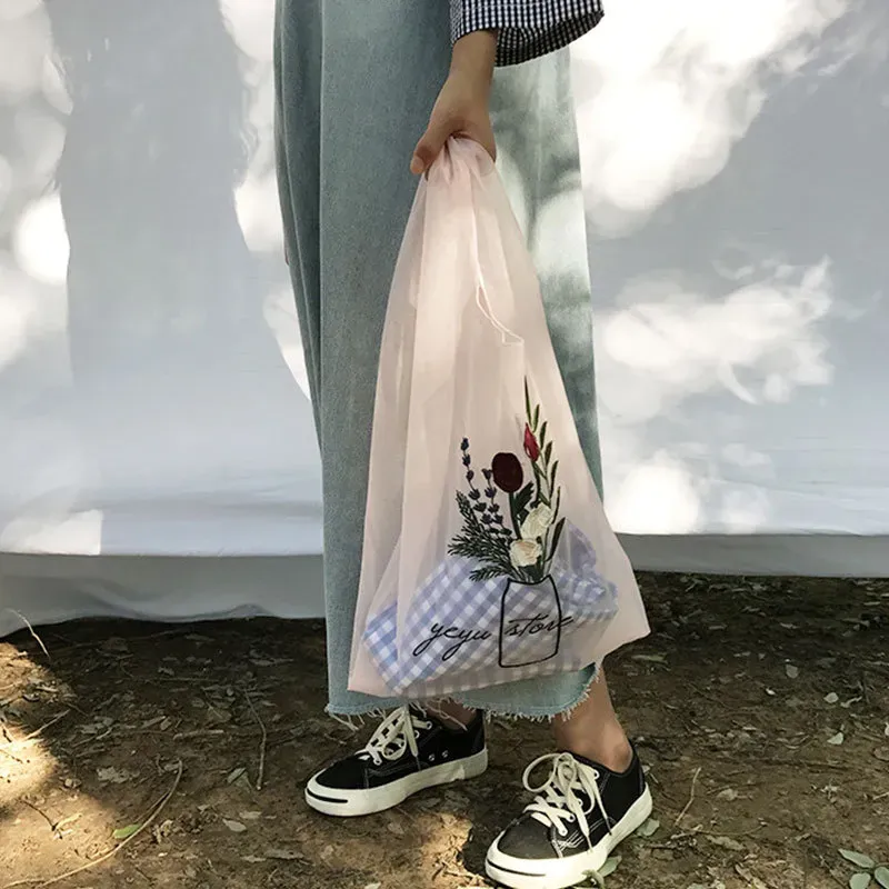 Transparent Organza Embroidery Hand Bag - Image 19