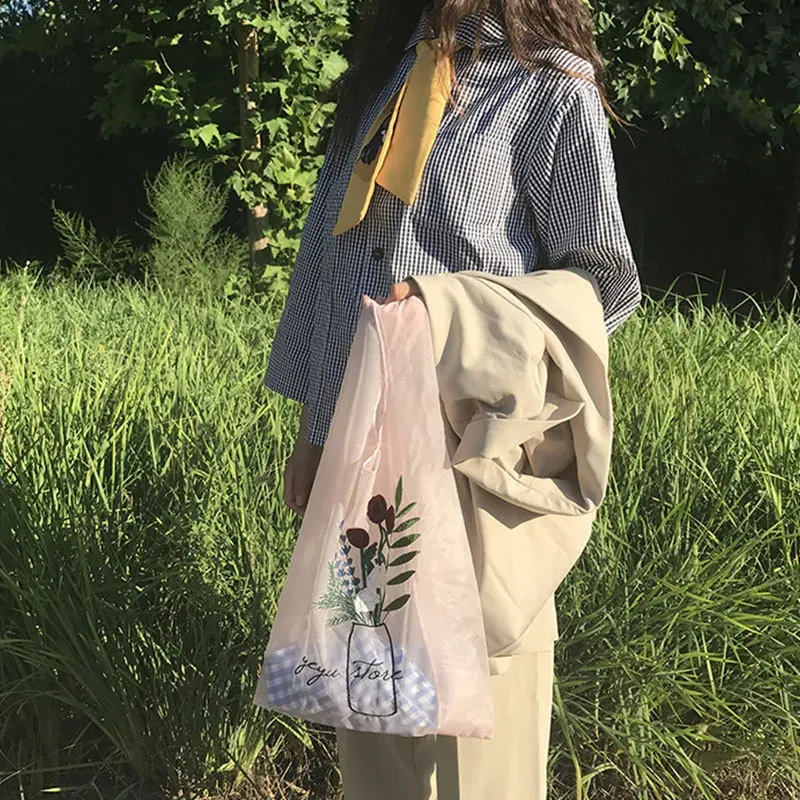 Transparent Organza Embroidery Hand Bag - Image 20