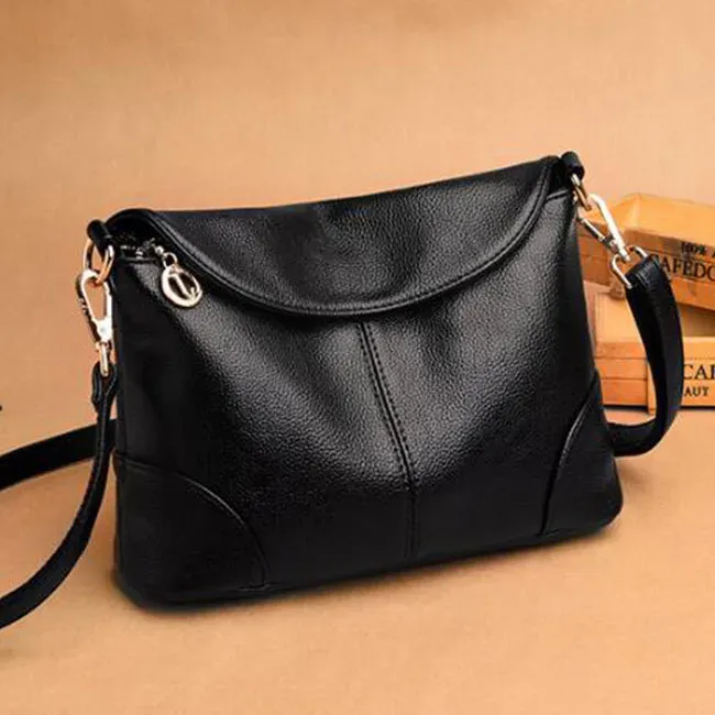 Women Vintage Classic Plain PU Crossbody Bag