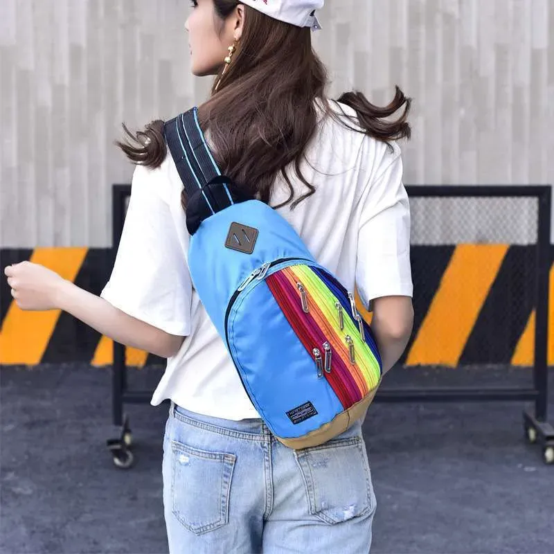 Fashion Trendy Rainbow Color Crossbody Chest Bag Backpack - Image 5