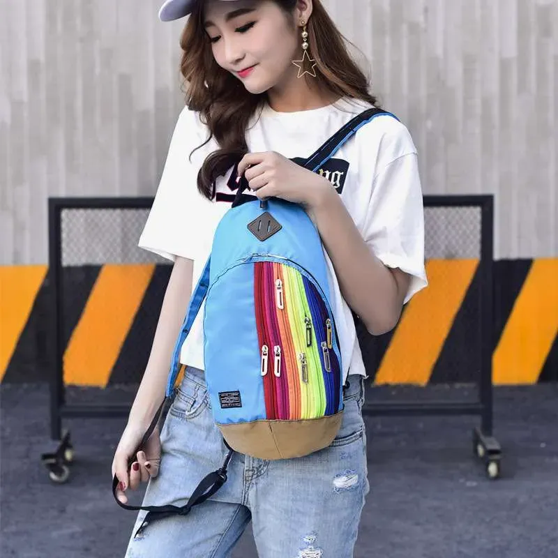 Fashion Trendy Rainbow Color Crossbody Chest Bag Backpack - Image 6