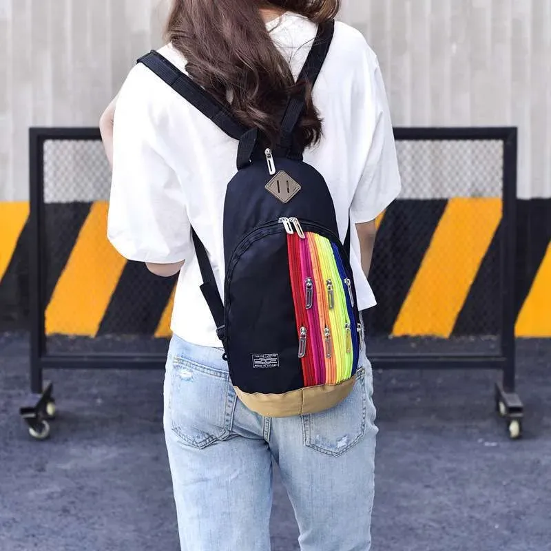Fashion Trendy Rainbow Color Crossbody Chest Bag Backpack - Image 13