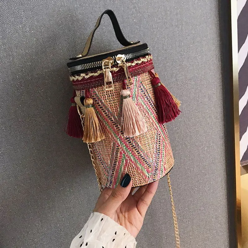Retro Ethnic Style Zipper Tassels Decor Crossbody Bag - Image 8